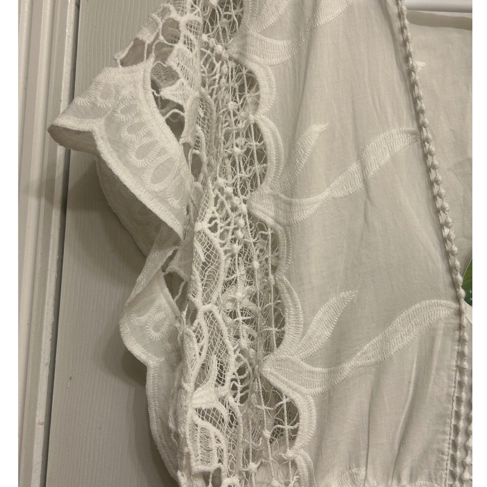 Farm Rio White Lace Eyelet Tiered Midi Dress Womens Medium New With Tags Cotton - Picture 4 of 8